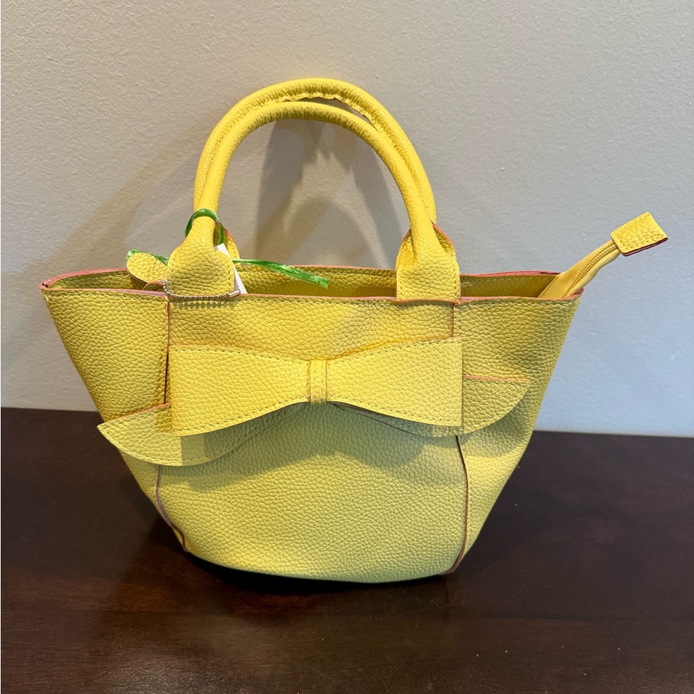 Sunny Yellow Bow-Front Top-Handle Tote